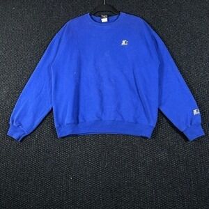 Starter Royal Blue Crewneck Sweatshirt Embroidered Logo Athletic Casual Women L